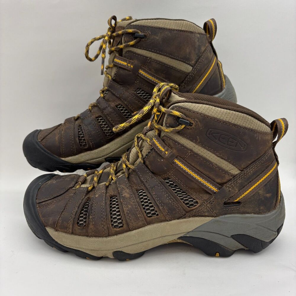 KEEN Voyageur Mid Hiking Boots Men's 9.5 Brown Leather Trail Outdoor Shoes